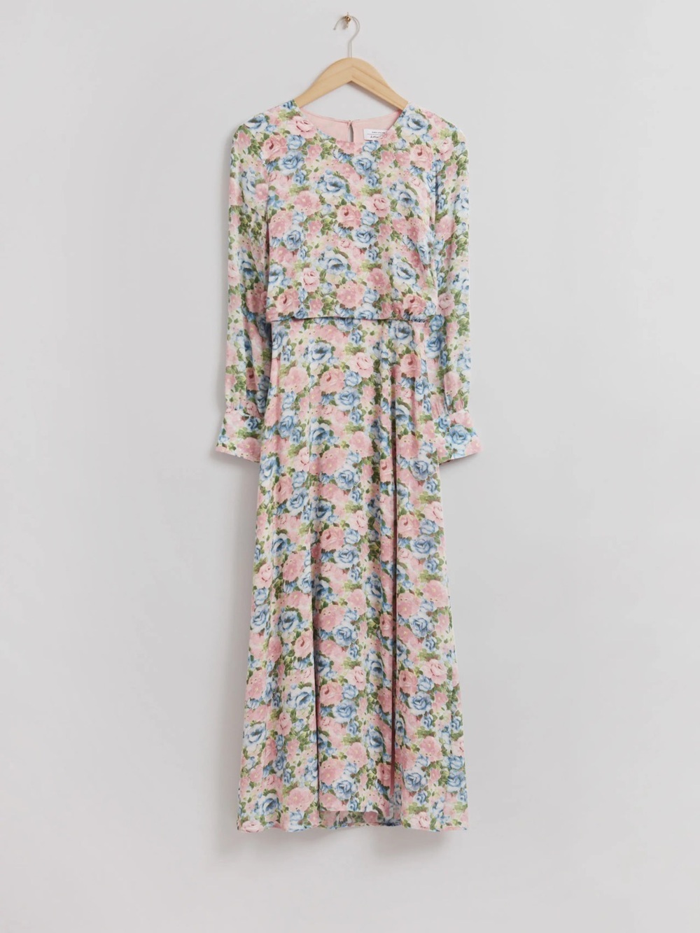 NWT & Other Stories Floral Maxi Dress Side Slit Pink Blue Size 4